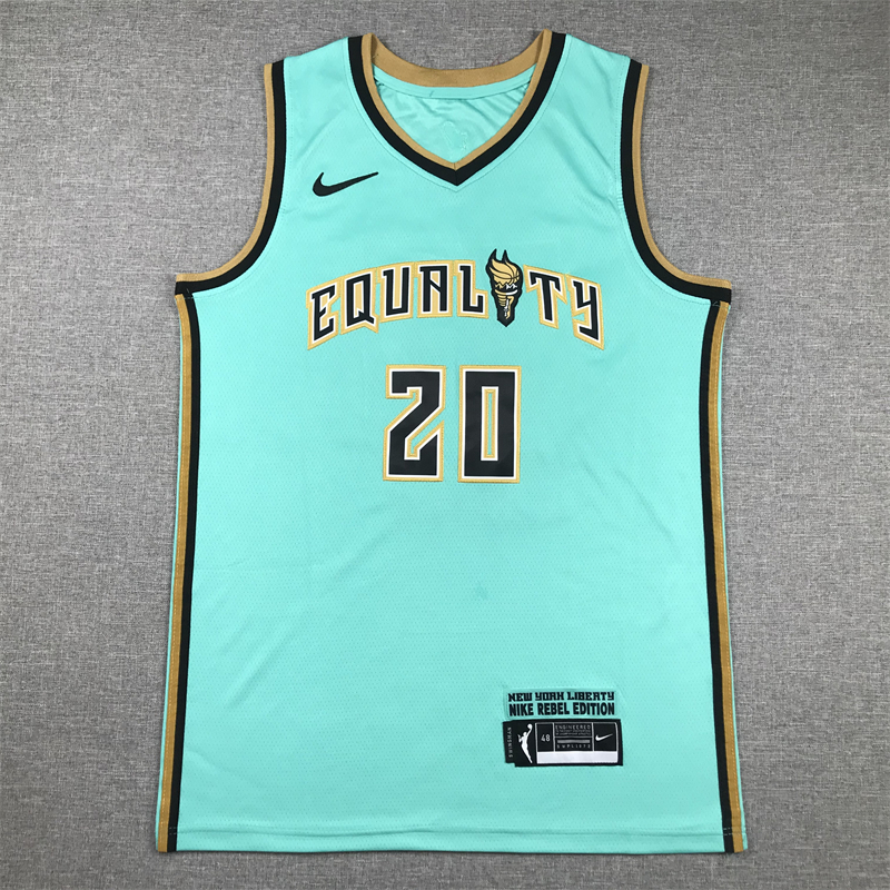 Men New York 20 Ionescu Green Nike 2024 NBA Jersey style 1